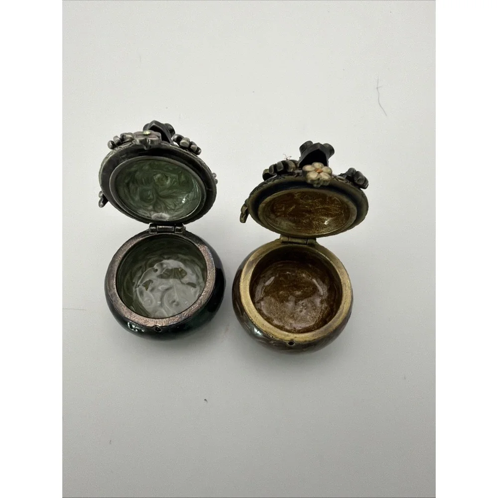 A Pair Of Jay Strongwater Frog Trinket Box Pill Box Swarovski Crystals